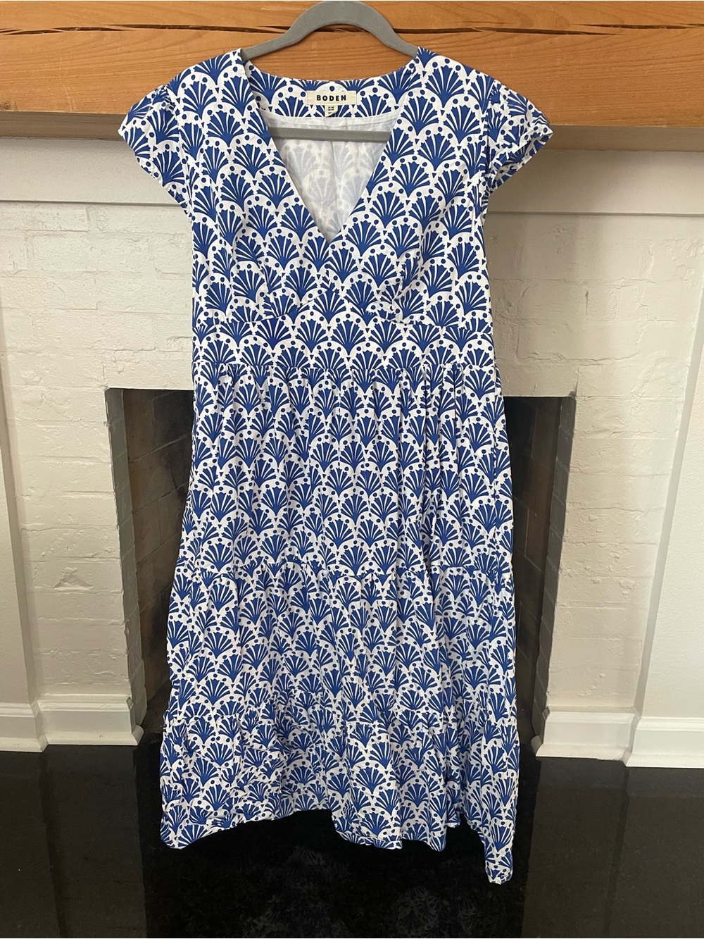 Boden Blue and White Printed Midi Dress - Picture 7 of 15